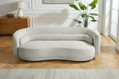 Design Sofa GATSBY 230cm greige Chenille Federkern 3-Sitzer Couch Rundum-Bezug