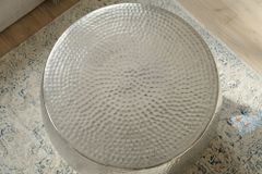 Runder Couchtisch ORIENT 60cm silber Metall Aluminium Hammerschlag Design handmade