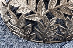 Rundes 2er Set Couchtische ABSTRACT LEAF 70cm weiß silber Marmor Metall Blatt-Design