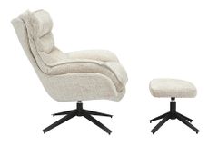 Drehbarer Sessel CLOUD champagner beige Chenille schwarz Metall