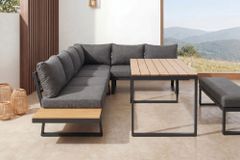 Wetterfestes Gartenmöbel Set IBIZA GRAND 280cm anthrazit Aluminium mit Sitzpolster