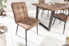 Retro Design Stuhl MODENA antik taupe Microfaser mit Ziersteppung