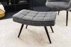 Moderner Hocker SCANDINAVIA grau Strukturstoff Metallbeine Fußhocker