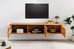 Hängendes TV-Board MYSTIC LIVING 160cm Akazie natur 3D Oberfläche Massivholz