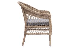 In- und Outdoor Garten-Set ELYSEE natur grau Polyrattan Aluminium inkl. Tisch Kissen