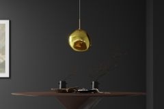 Runde Hängelampe LIQUID DIAMOND 35cm gold Glas Stahl Kugelleuchte