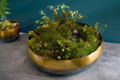 Handgearbeitete Deko Schale ORIENT 52cm gold mit Patina im Classic Hammerschlag Design