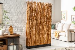 Handgefertigte Stehlampe NATURAL PARAVENT 180cm Longan-Holz Raumtrenner