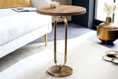 Runder Beistelltisch ELEGANCE 60cm messing Mangoholz Metall Aluminium massiv handmade