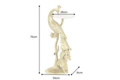Runder Beistelltisch WILDLIFE PEACOCK 75cm gold antik weiß Metall Marmor Pfauen-Skulptur