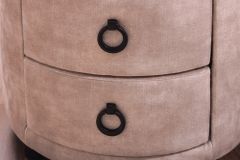 Runder Nachttisch SIGNUM 55cm champagner beige Vogue Seiden Samtstoff inkl. Beleuchtung