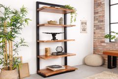 Massives Bücherregal MAMMUT 180cm Akazie schwarz fünf Regalböden