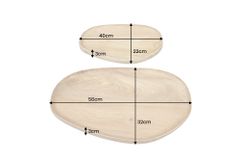 Massives 2er Set Tablett AMAZONAS 55cm natur Mangoholz cream finish Servierbrett