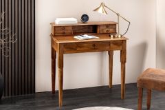 Design Sekretär HEMINGWAY M 90cm braun massiv Mangoholz honey finish Schreibtisch