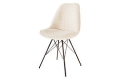 Design Stuhl SCANDINAVIA MEISTERSTÜCK creme Bouclé schwarze Metallbeine