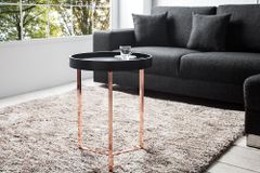 Extravaganter Beistelltisch MODULAR 40cm matt schwarz kupfer rund inkl. Tablett