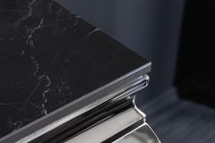 Design Konsolentisch MODERN BAROCK 140cm schwarz anthrazit chrom Keramik Marmor