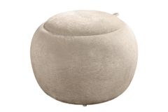 Runder Couchtisch ORBIT 50cm champagner-greige Bouclé Hocker mit Tablett und Stauraum
