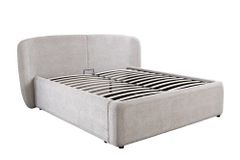 Modernes Boxbett ART DECO 160x200cm greige Bouclé mit Stauraum und Lattenrost