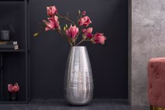 Elegante Vase ORIENT 50cm silber im Grid Hammerschlag Design