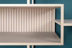 Modernes Bücherregal SLIM LINE 115cm champagner beige Metallgestell fünf Regalböden