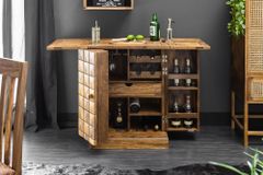 Handgearbeiteter Barschrank MOSAICO 130cm braun Sheeshamholz stone finish 3D Effekt