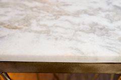 Design Beistelltisch DIAMOND 50cm weiß Marmor messing Metall