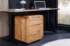 Massiver Rollcontainer CUBUS 60cm braun Akazienholz honey finish drei Schubladen