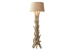 Handgefertigte Treibholz Stehlampe WILD NATURE 155cm sand mit Leinenschirm