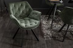 Drehbarer Stuhl THE DUTCH COMFORT dunkelgrün Samt mit Armlehnen Modern Design