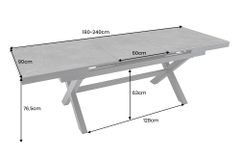 Ausziehbarer In- und Outdoor Esstisch EMPIRE 180-240cm anthrazit Keramik Gartentisch