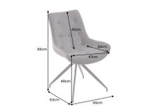 Design Stuhl DIVANI hellgrau Metallgestell schwarz im Retro Stil