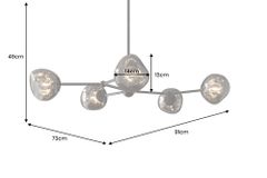 Design Hängelampe LIQUID DIAMOND 100cm smoke schwarz Glas fünf Schirme Kugelleuchte