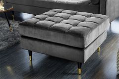 Design Hocker COZY VELVET 80cm grau Samt goldene Füße