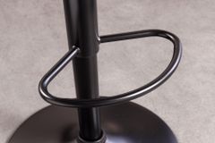 Retro Barhocker MANHATTAN schwarz Kunstleder Walnussholz drehbar höhenverstellbar