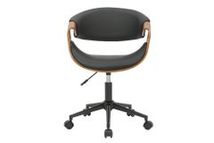 Höhenverstellbarer Bürostuhl ORGANIC schwarz Kunstleder Walnussholz braun drehbar