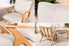 Wetterfester Gartenstuhl COMFORT LINE natur beige Akazienholz Loungesessel