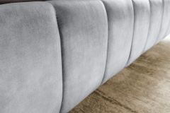Retro Bett AMSTERDAM 160x200cm grau Samt schwarz Metall Polsterbett