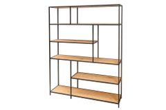 Industrial Bücherregal SLIM LINE 185x135cm Wildeiche schwarz sechs Regalböden