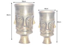 Handgefertigtes 2er Set Vasen FACE 40cm messing antik Metall Blumentöpfe
