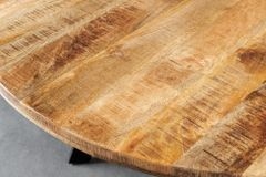 Massiver Esstisch IRON CRAFT 140cm natur rund Mangoholz Metall Industrial Design