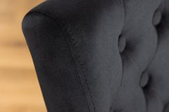 Chesterfield Stuhl CASTLE schwarz Samt Gummiholz Ziernieten