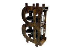 Stilvolles Weinregal BITCOIN 70cm natur Holzregal für 10 Flaschen und 4 Gläser