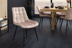 Design Stuhl ROADSTAR champagner greige Samt schwarze Metallbeine