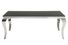 Eleganter Design Esstisch MODERN BAROCK 200cm schwarz Opalglas Tischplatte Edelstahl