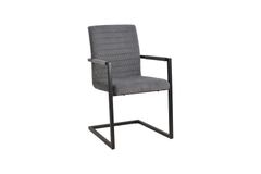 Industrial Freischwinger LOFT grau Cord schwarz Eisen mit Armlehne