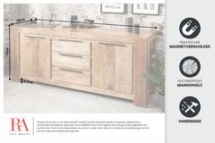 Massives Sideboard IRON CRAFT 175cm Mangoholz Kommode mit Schubladen Handarbeit