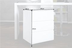 Moderner Rollcontainer BIG DEAL 45cm weiß Hochglanz 3 Schubladen