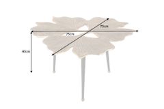 Dekorativer Couchtisch GINKGO LEAFS 75cm gold handmade Metall