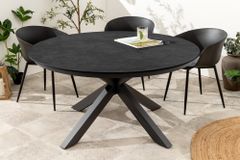 Runder In- und Outdoor Esstisch GALAXY 120cm anthrazit Keramik Aluminium Gartentisch